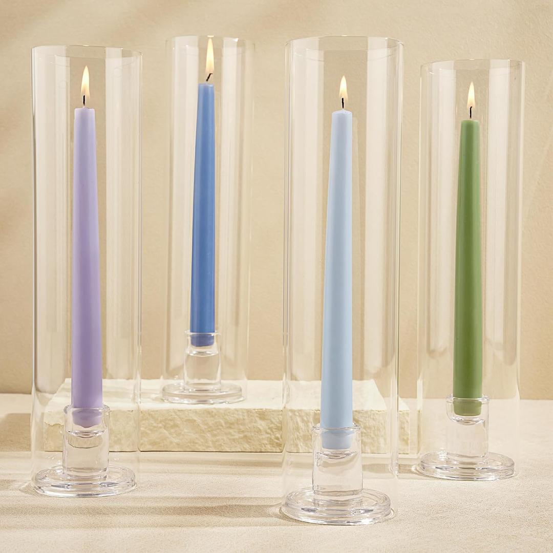 Hurricane Candle Holder Thickened Cylinder Covers 4 Pcs Taper Candle Sticks Holder Glass Tall Candlesticks Holders Centerpiece for Wedding Dining Table (Clear) Hurricane Candle Holder Thickened Cylinder Covers 4 Pcs Taper Candle Sticks Holder Glass Tall Candlesticks Holders Centerpiece for Wedding Dining Table (Clear)