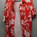 Hawaiian Wrinkle Free Short Sleeve Button Down Tropical Floral Beach Vacation Shirt, Red, XL