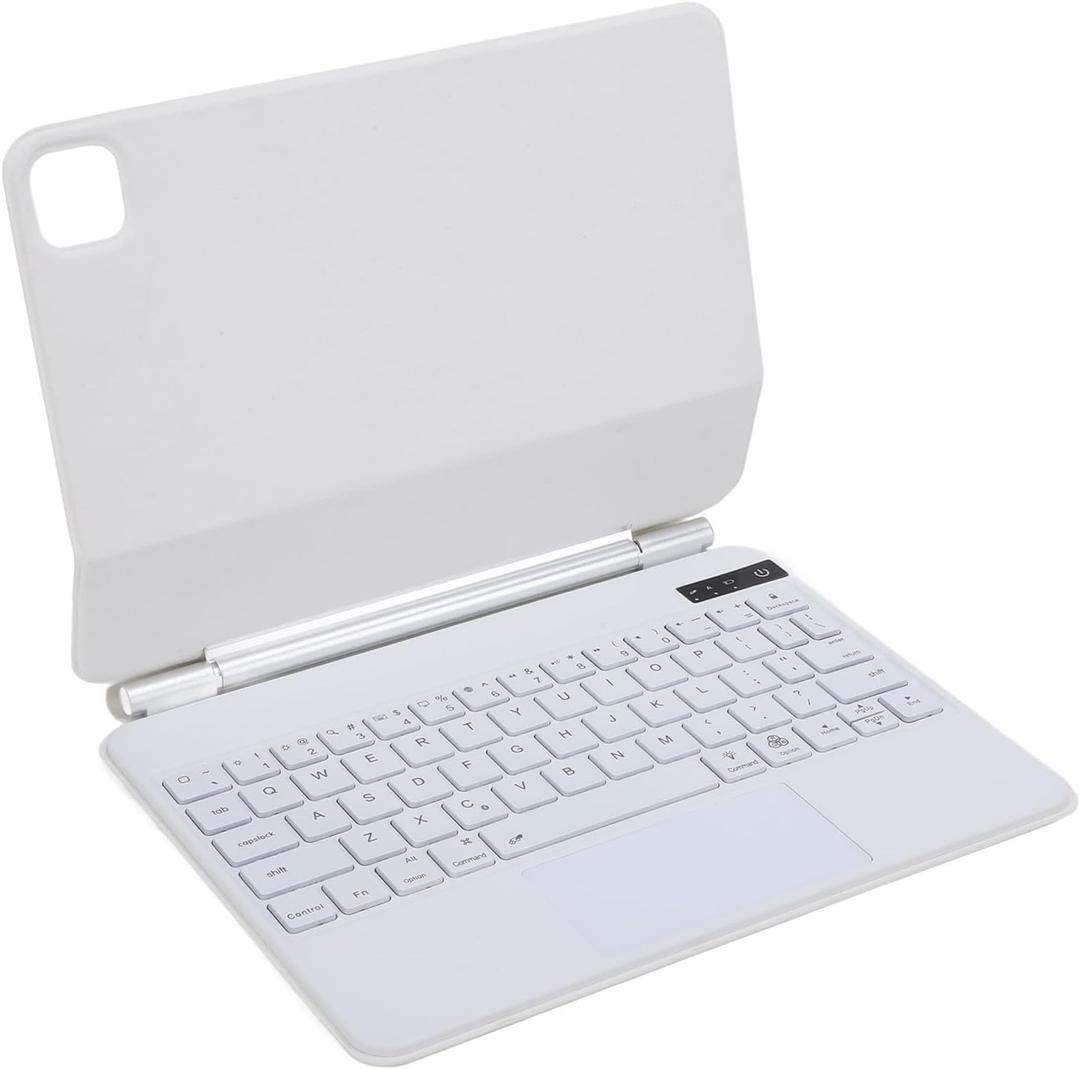 Zyyini Tablet Keyboard Case for iOS Pro 11 Inch, Magnetic Keyboard Case with Multi Touch Trackpad, 3 Gear Backlight, Quiet, BT, Floating Stand (White)