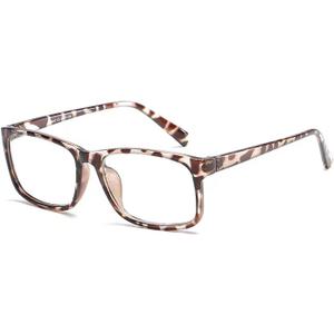 HUIHUIKK Nearsighted Oversize Myopia Glasses Everyday Use Mens Womens Black Distance Glasses (NOT READING GLASSES) (-1.5, Leopard-anti Blue Light)