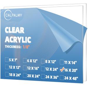 CALPALMY (2 Pack) 1/8" Thick Clear Acrylic Sheets - 16"x20" Pre-Cut Plexiglass Sheets for Craft Projects, Signs, Display Cases, Sneeze Guard and More - Cut with Engraver, Power Saw or Hand Tools
