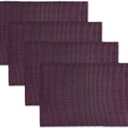 AVKA Studio 100% Cotton Ribbed Placemats - Set of 4-13 x 19 Inches - Dark Purple - Everyday Cloth Table Mats - Thick Construction, Washable & Reusable Cloth Place Mats