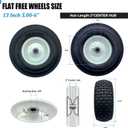 2-Pack 13x5.00-6 Flat-Free Tire with Rim,3"Centered Hub with 3/4" Bushings,w/Grease Fitting400lbs Capacity,13x5-6 No-Flat Solid Rubber Turf Wheel,for Riding Lawn mower,Garden Cart,Wheelbarrow