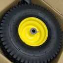 15x6.00-6 Lawn Mower Tires(Yellow Wheel)15x6-6 Front Tire Replacement for Craftsman/John Deere/Cub Cadet Riding Mowers,4 Ply Tubeless-3" Offset Hub,3/4" Bushing, 1 pcs