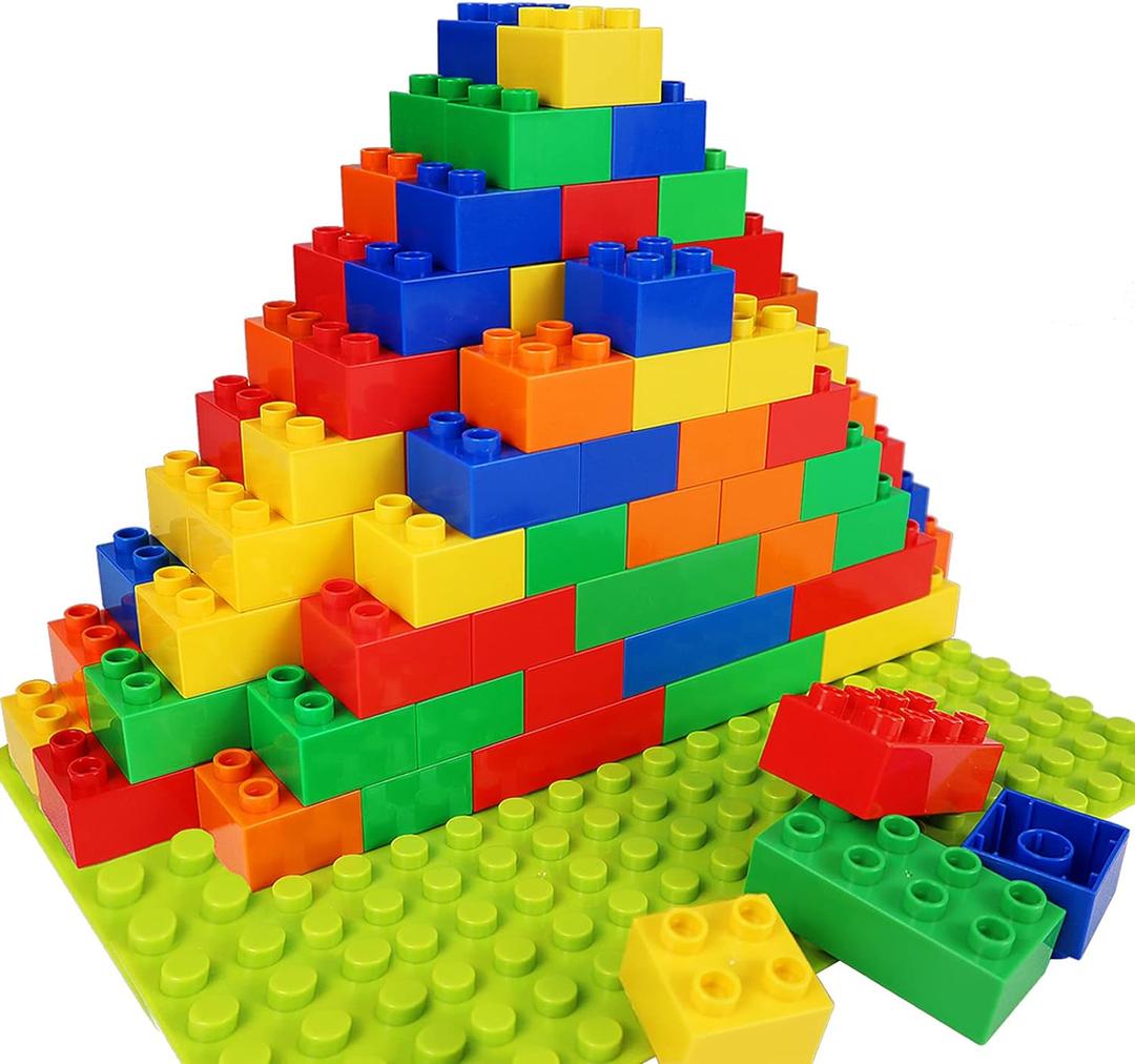 Aotipol Building Blocks for Kids Toddlers Including a Baseplate, 101-piece Large Classic Building Bricks Set for Kids of All Ages, Basic STEM Toys Gift, Compatible with All Major Brands