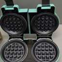 2-in-1 Double Waffle & Pancake Maker - CACHOO Mini 4" Nonstick Waffle Iron & Small Round Griddle with 4 Removable Plate Sets, Dishwasher Safe, Perfect for Small Spaces, Apartments & Dorms, Aqua