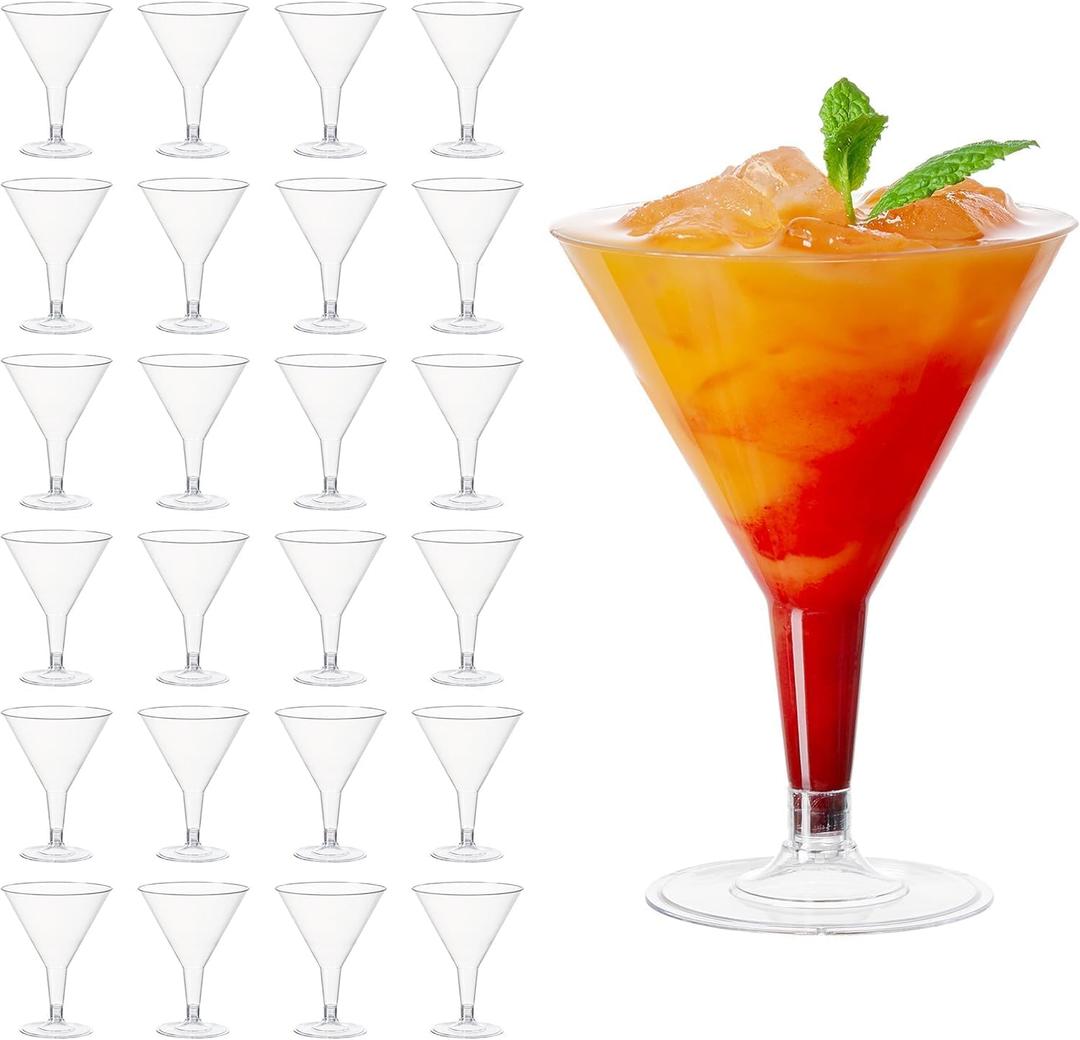 MATANA 48 Premium Plastic Martini Cocktail Glasses, 7 Oz - Elegant, Sturdy & Reusable - Manhattan, Margarita, Cosmopolitan, Desserts - Weddings, Birthdays, Christmas, Garden Parties (Clear)