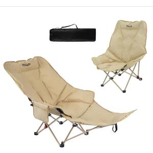 Dual Purpose Folding Camping Cot and Chair with Removable Footrest for Adults, Easy-to-Assemble Adjustable Sleeping Chair with Carry Bag for Fishing, Hiking, Travel, Home (Khaki)