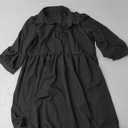 SOLY HUX Women's Half Button Collar 3/4 Sleeve Shirt Dress Ruffle Hem Casual Loose Long Dresses (Small, Plain Black)