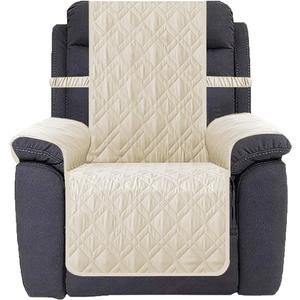 Ameritex Waterproof Nonslip Recliner Cover Stay in Place, Dog Chair Cover Furniture Protector, Ideal Recliner Slipcovers for Pets and Kids (Ivory, 30")