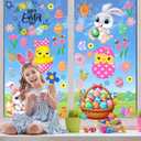 4 x Easter Window Clings Happy Easter Bunny Rabbit Egg Window Stickers Double-Side Glass Decals for Home Office School Shop Display Party Decorations, 9 Sheet