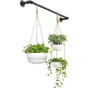 Hanging Planters for Indoor Plant Hanging Rod Window Planters Hanger Wall Mount Black Adjustable Planters Shelves Metal Rod for Window Ceiling 42 in