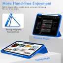 iMieet Case for iPad (A16)/iPad 10th Generation [11-Inch 2025/10.9 Inch 2022], Trifold Stand Smart Cover with Pencil Holder and Soft TPU Back, Supports Touch ID(Medium Blue)