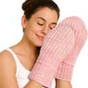 REVIX Microwavable Heating Mittens for Hands and Fingers, Heated Mittens for Women, Moist Heat Microwave Hand Warmers, Unscented Hand Muff for Hands Discomfort Relief, Pink, 1 Pair
