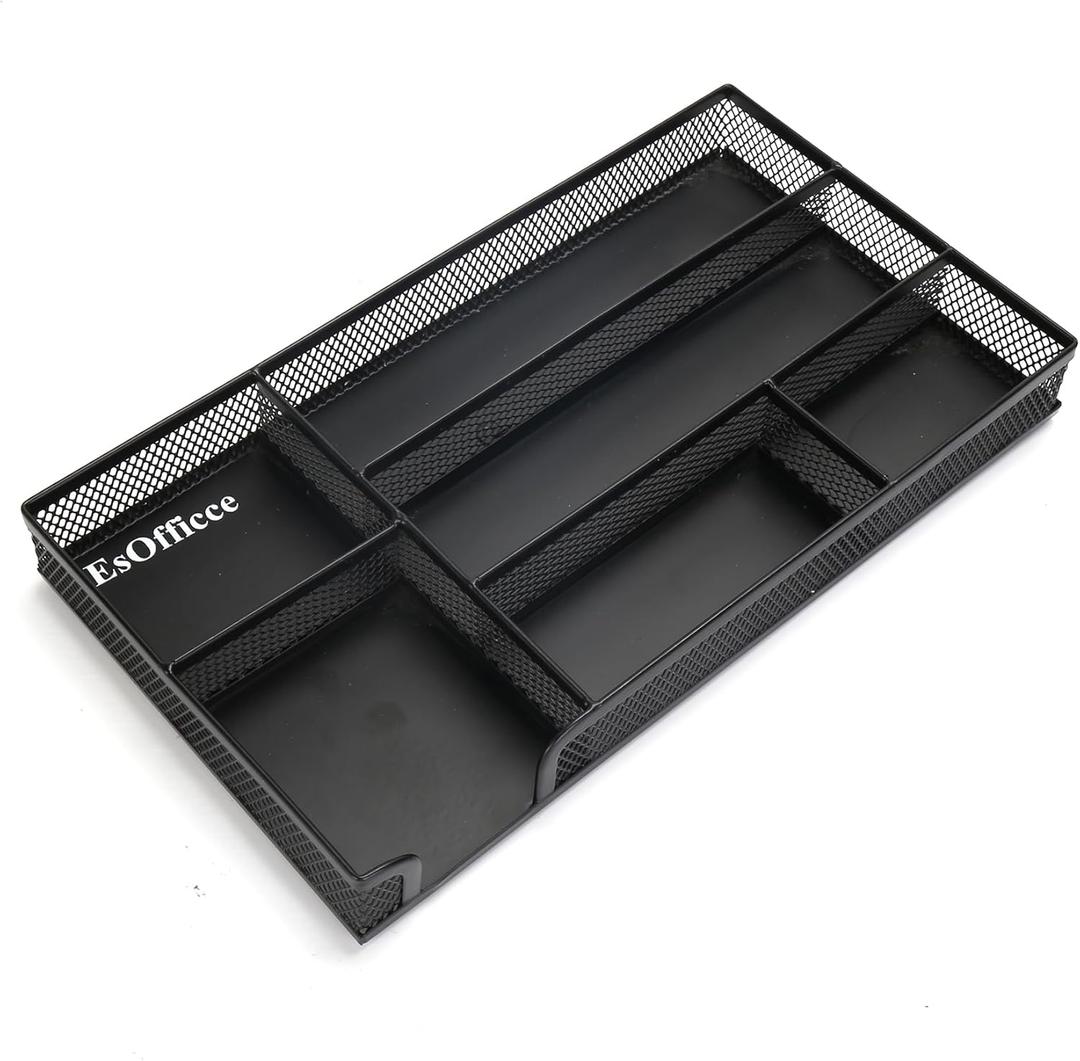 Drawer Organizer, Desk Organizer, Black Metal Mesh Drawer, Desk Drawer Organizer for Home Office and School,11.02X 6.10 X 1.38 Inch,Black