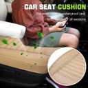 Wuyaoyao Car Seat Bottom Cover, Anti-Slip Leather Car Front Seat Cushion Pad, Full Wrap Bottom Auto Seat Protector with Pocket, Universal Front Seat Cover Cushion Mat for Most Vehicles (Beige)