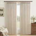 Pinch Pleat Natural Classroom Window Curtains 92 Inches Long 2 Panels Set, Memory Trained Semi Sheer Light Filtering Linen Blend Curtain 50 Inches Wide Track System Office Privacy Country Drapes Decor