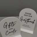 KOSKIMER 2Pcs Wedding Signs for Ceremony and Reception, 5"x7" White Acrylic Wedding Reception Signs, Guest Book Sign with Stand, Cards and Gifts Sign (Set of 2)