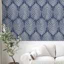 Fititem 393inL 17.3inW Blue Peel and Stick Wallpaper Coastal Boho Blue Contact Paper Cabinets Ocean Beach Modern Contact Paper Removable Self-Adhesive Waterproof Wallpaper for Bathroom Bedroom Dark