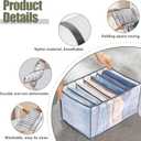 TOOVREN Wardrobe Clothes Organizer, 7 Grids, Drawer Organizers for Clothing, Foldable Closet and Storage Basket, Clothes Compartment Box, Bedroom Dorm Room, 4PCS, Gray