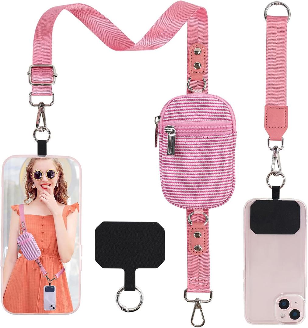 Anti Theft Phone Lanyard with Keychain, Clip and Go Strap for Phone with Wallet Crossbody Gifts for Women Girls