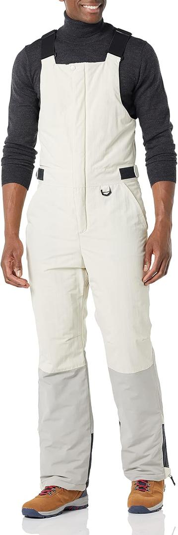 Amazon Essentials Men's Water-Resistant Insulated Snow Bib Overall (Medium, Grey Ivory Color Block)