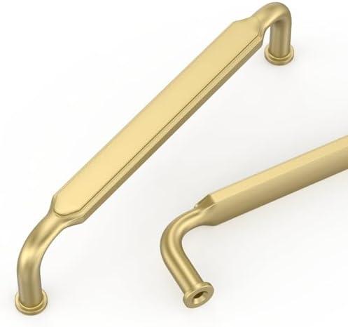 kakapola 10 Pack 5 Inch(128mm) Brushed Gold Cabinet Pulls Zinc Alloy Cabinet Handles,Gold Cabinet Pulls Kitchen Hardware