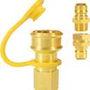 3/4 inch Natural Gas Quick Connect Fittings, 3/4 Male and Female Natural Gas Quick Connect, Brass Material, Suit for Generators, Gas Grills, Fire Pits, Rvs Heaters