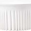 White Round Tablecloth - 6FT Wrinkle-Free Fitted Spandex Circular Table Cloth,Dining Table Cover for 72 Inch Tables,Perfect for Wedding Banquet Party Birthday Buffet and Home Decoration