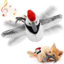 Cat Toys, Flapping Wings Woodpecker, No Flying, Chirping Bird Interactive Catnip Toy for Kitten or Small Dogs, Touch Activated, Rechargeable