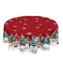Barneova Red Christmas Tablecloth Round 60 Inch Winter Snowflake Snowman Decoration Outdoor Table Cloth Christmas Trees Red Outdoor Table Cover for Dining Kitchen Holiday Party Picnic Home Decor