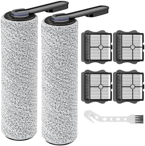 2+4 Pack S5/ S5 Pro Brush Roller and HEPA Filter Set Compatible with Tineco Floor ONE S5/ Floor One S5 Pro Cordless Wet Dry Vacuum Cleaner, 2 Pack Brush Rollers + 4 Pack Vacuum HEPA Filters