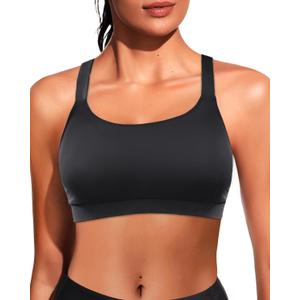 Women Sports Bra Swim Top - Swim Bra Bikini Tops Scoop Neck Bathing Suits Top Cross Strap 2025 Swimsuit Tops Only (X-Large, Black)