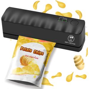 Bag Sealer Mini Rechargeable,3000mAh Heat Sealer Machine with 5 Adjustable Gears Chip Bag Resealer,Plastic Bag Sealer for Food Snack Bags Storage(black)