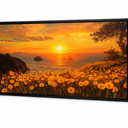 Coastal Sunset Dandelion Wall Art Nature Landscape Floral Pictures Wall Decor Beach Ocean Canvas Prints Painting Large Modern Framed Artwork for House Bedroom Living Room Dining Room Office 36"x24."