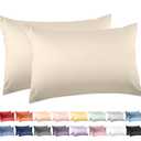 100% Cotton Standard Pillowcases Set of 2, Deep Dream 600 Thread Count Pillow Cases, 20x26 Inches, Super Soft and Breathable Envelope Closure (Cream)