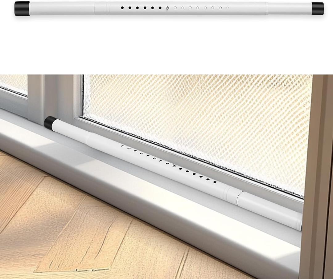 Sliding Door Security Bar, 17.1-51" Adjustable Lock Bar with Rubber Tips, 1.25" Thickened Metal for Sliding Window & Door, White, Fortify Your Home Entry Points