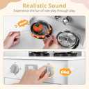 INFANS Kids Kitchen, Wooden Pretend Playset with Adjustable Heights Realistic Sounds Ice Maker Microwave Oven, Toddler Cooking Toy Gift for Boys Girls Aged 3+