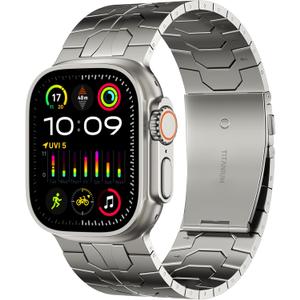 ACESTAR Full Titanium Band Compatible with Apple Watch Ultra 3/2/1 49mm / Series 10 46mm, 26mm Wide Adjustable Links with Titanium Folding Clasp Connectors and DLC Coating
