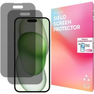 2 x SIELO 2PACK Privacy Screen Protector for iPhone 15 Plus, Anti-Scratch, Anti-Fingerprint, Anti-Shatter, Touch Sensitive, PET Film, Blue Light Block, Easy Install, 9H Hardness