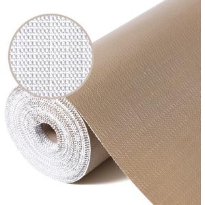 Drawer Liner, Shelf Liners for Kitchen Cabinet Waterproof & Oil-Proof Cupboard Liner Non-Slip Drawer Mat PVC Material Non Adhesive Kitchen Liner for Countertop Beige 23.6 x 393.7 Inches