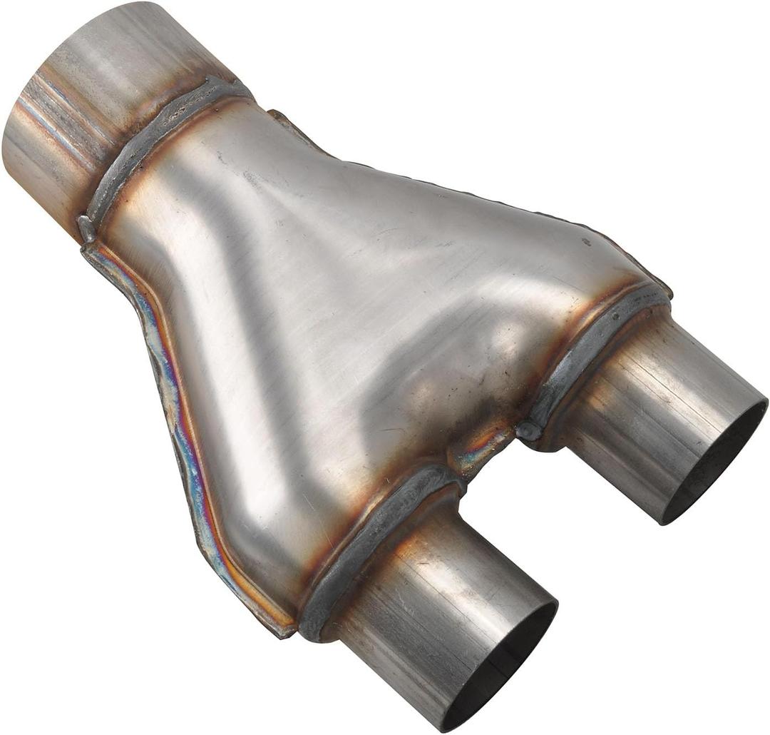 Y Pipe 3 Inch ID Single to 2 Inch ID Dual Exhaust Adapter Connector, T409 Stainless Steel, Overall Length: Approx. 10", Universal