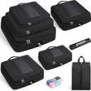 8 Set Compression Packing Cubes for Travel, Lightweight Vacation Travel Essentials, Travel Accessories for Suitcase Organizer Bags Set, Durable Luggage Organizer
