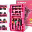 47Pieces Impact Screwdriver Bits Set, Magnetic S2 Steel 1 Phillips/Square/Torx/Slotted/Hex/Security Torx Bits Tips,Impact Bit Holder with Pink Storage Box Case