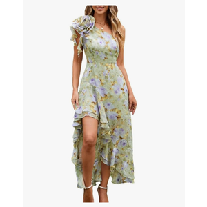 GRACE KARIN Womens Summer One Shoulder Sleeveless Dresses Floral Flowy Ruffle High Low Wedding Guest Maxi Sundresses 6