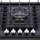 30 Inch Gas Cooktop, Built-in 5 Burners Stainless Steel Stove Top Propane/Natural Gas Convertible Dual Fuel Cooktop (Black)