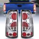 Nilight Taillight Assembly Compatible with 1999 2000 2001 2002 2003 2004 2005 2006 2007 Chevy Silverado 1999-2002 GMC Sierra Rear Lamp Classic Body OE Style Chrome Housing Clear Lens