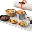 Chafing Dishes Food Warming Mat Electric Silicone Heating Pad with Adjustable Temperature Control Portable Heat-Resistant Mat for Dining Tables Parties Buffets (White)