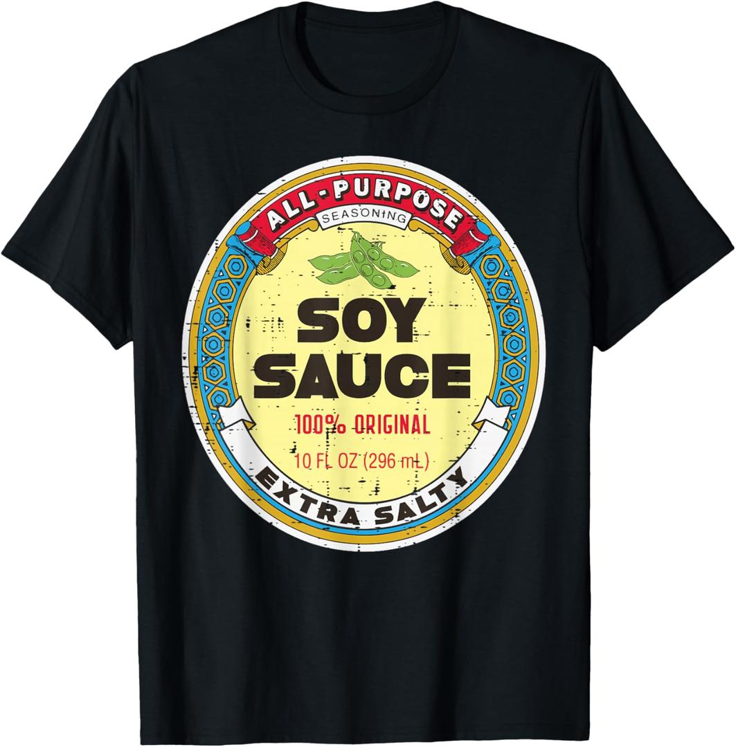 Halloween Soy Sauce Funny Group Food Costume Women Men Kids T-Shirt, Black, Medium