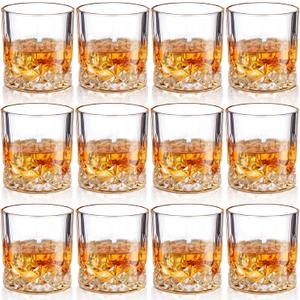 Yaomiao 12 Pcs Old Fashioned Whiskey Glasses Bulk 7 Oz Heavy Base Bourbon Glass Cocktail Rocks Glasses for Whiskey Bourbon Liquor and Cocktail Drinks Gift (Multicolor)